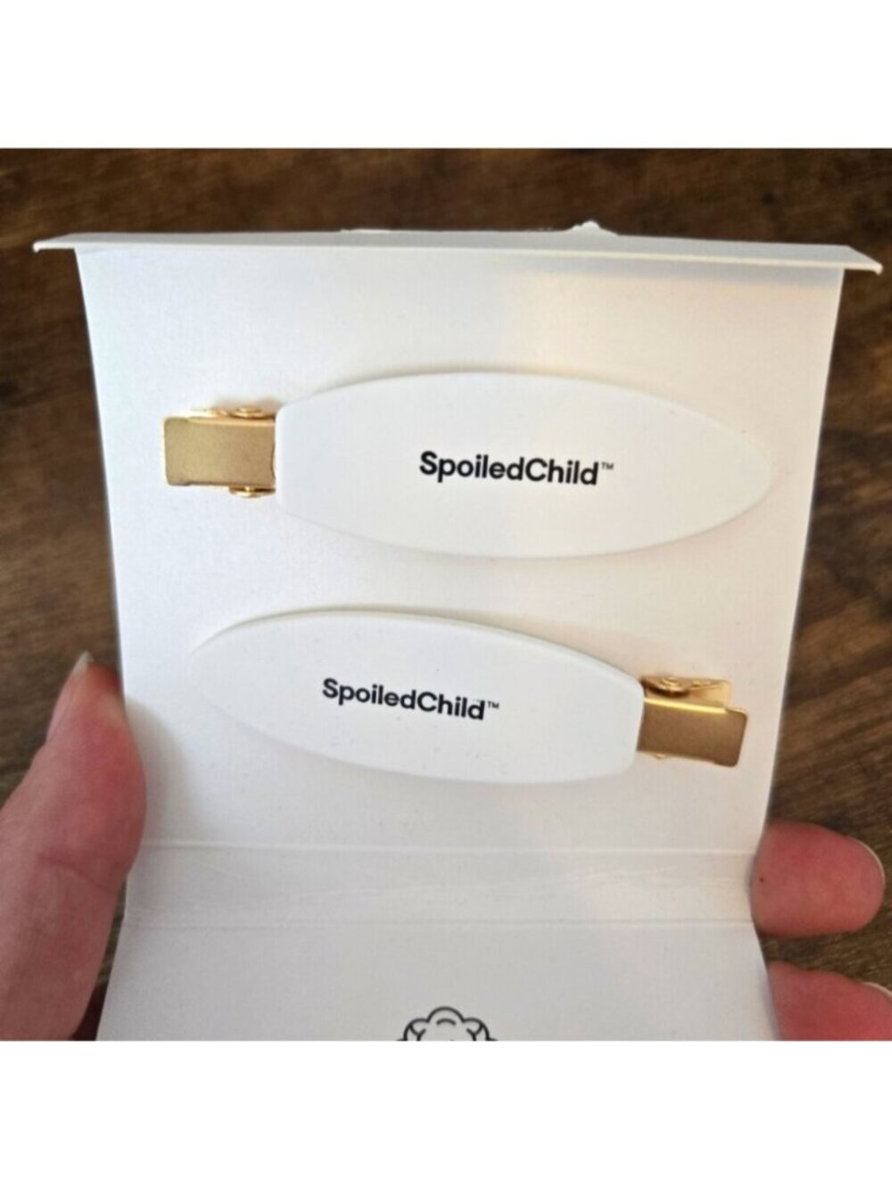 💘SpoiledChild White and Gold No Crease Hair Clips NEW